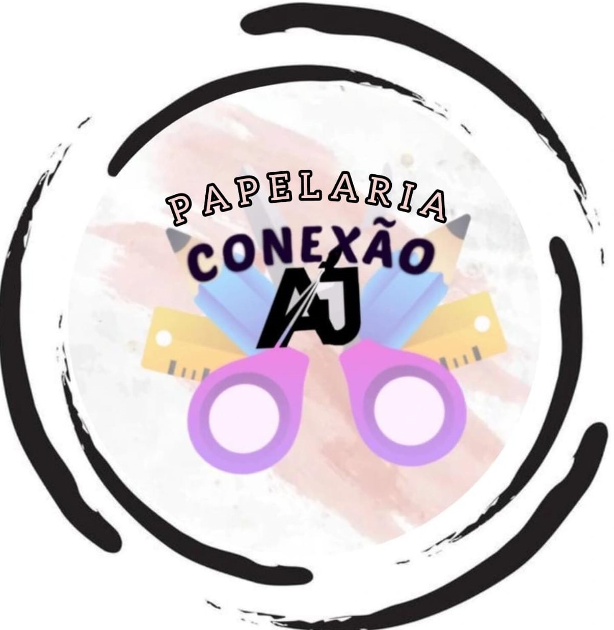 Logotipo da papelaria Conexão AJ
